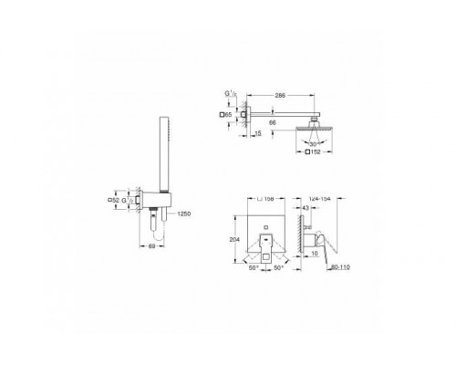Набор для душа смеситель для ванны GROHE Eurocube 119698
