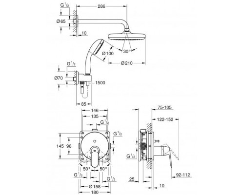Душевая система скрытого монтажа Grohe Eurosmart Cosmopolitan 25219001