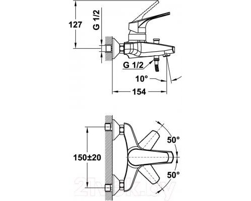 461210200MT Teka PLUS Смеситель для ванны без душевого набора