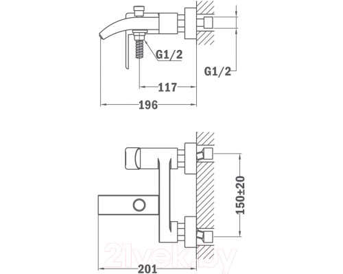 661010200 Teka NEXOS Смеситель для ванны каскад без душевого набора