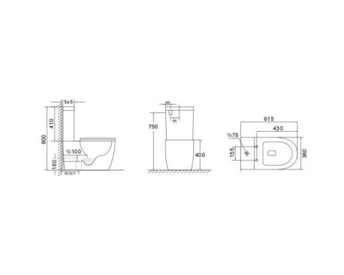 Унитаз-компакт безободковый с сиденьем микролифт Teka Manacor