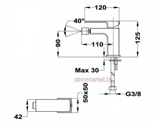 856261200 Teka SOLLER Смеситель для биде без донного клапана