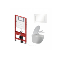 Инсталляция Tece c белой кнопкой + Унитаз подвесной Ideal Standard ELISSE rimless с сиденьем Soft-Close Инсталляция Tece c белой кнопкой + Унитаз подвесной Ideal Standard ELISSE rimless с сиденьем Soft-Close