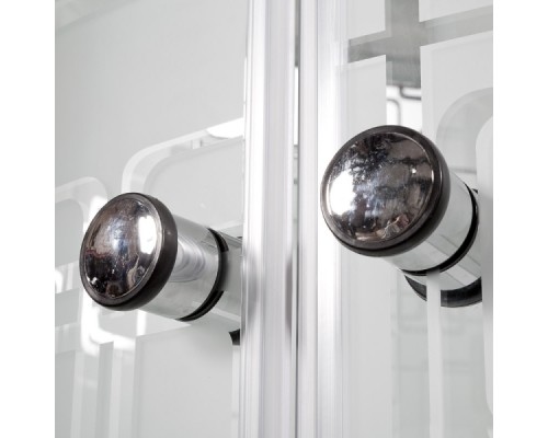 Душевая кабина AvaCan EM2710LED+GM AVA 100x100 с LED и гидромассажем, стекла с узором, профиль хром