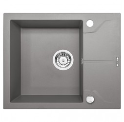 Deante Andante серый металлик - мойка 1 чаша с крылом, 590*490*180 мм + сифон SPACE SAVER