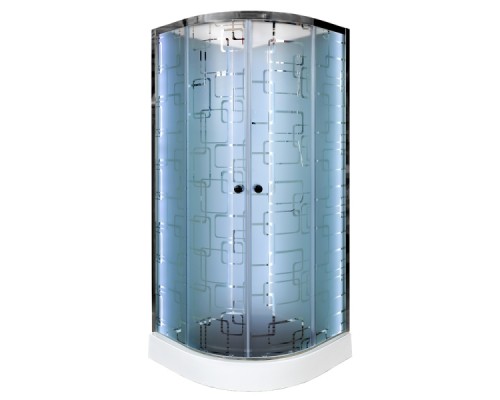 Душевая кабина AvaCan EM1580LED+GM AVA 80x80 с LED и гидромассажем, стекла с узором, профиль хром