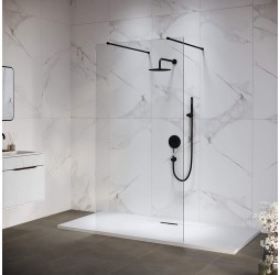 Душевую перегородку RGW WA-016-B неподвижное Walk In cтекло прозрачное 8 мм чёрный
