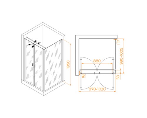 Душевой уголок RGW Passage PA-134 100х100 060813400-011