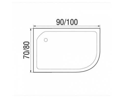 Душевой поддон акриловый ассиметричный RIVER WEMOR  90/80/24 L 900*800*240 мм