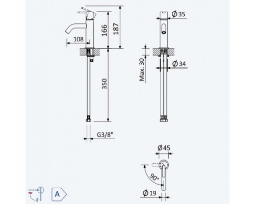 Смеситель для раковины Leaf 167 001 2CR Chrome (ручка тип 2)