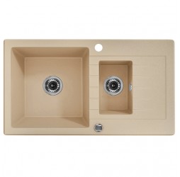 Deante Zorba песочный - мойка 1,5 чаши, 760*440*150 мм + сифон