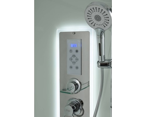 Душевая кабина AvaCan D2010LED AVA 100x100 LED, стекла матовые, профиль хром