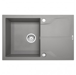 Deante Andante Flush серый металлик - мойка 1 чаша с крылом, 780*490*180 мм + сифон SPACE SAVER