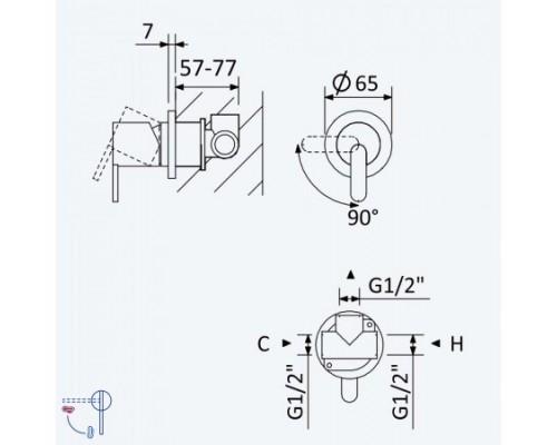 Внешняя часть смесителя с 1 выходом Leaf Morning Mist