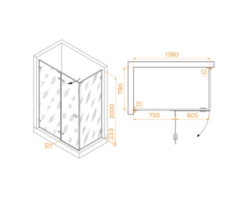 Душевой уголок RGW Stilvol SV-040B 140x80 черный, прозрачное 353204048-14