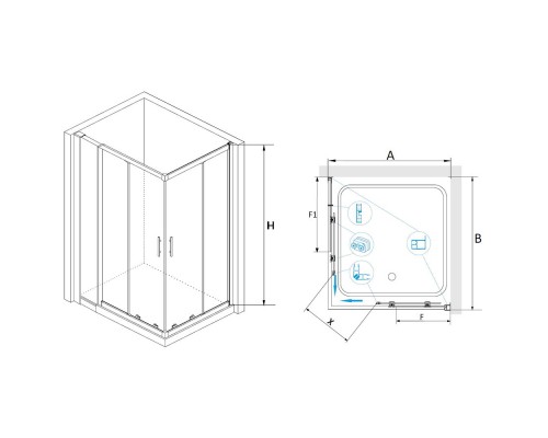 Душевой уголок RGW HO-42 (HO-31 + Z-41) прозрачное cтекло цвет профиля 8 мм 03064203-11