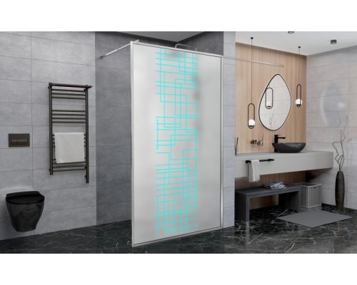 Душевая перегородка Avacan LC120MT AVA 120x200 стекла матовые с рисунком, профиль хром