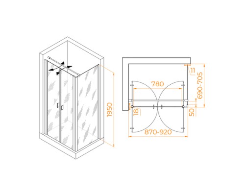 Душевой уголок RGW Passage PA-144 90х70 060814497-011
