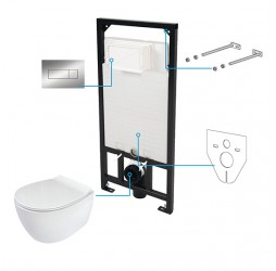 Deante Silia Комплект 6 в 1 с инсталляцией, кнопка хром