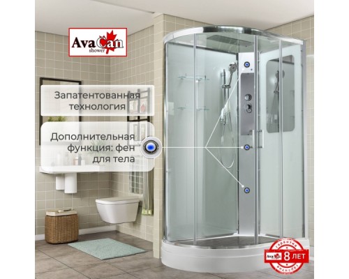 Душевая кабина AvaCan A2812R AVA 120x80 правая, стандарт, стекла прозрачные, профиль хром