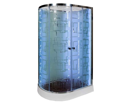 Душевая кабина AvaCan EM2012RNLED+GM AVA 120x90 б/к с LED и гидромассажем, правая, стекла с узором, профиль хром