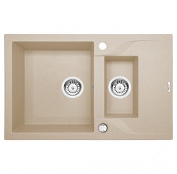 Deante Andante песочный - мойка 1,5 чаши с крылом, 780*490*180 мм + сифон SPACE SAVER