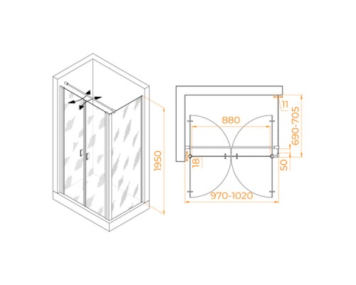 Душевой уголок RGW Passage PA-144 100х70 060814407-011