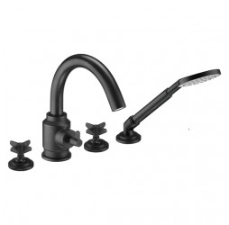 Deante Temisto Nero Смеситель для ванны врезной на 4 отверстия, черный