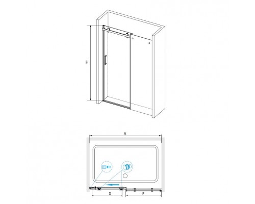Раздвижная душевая дверь RGW TO-14 170*195 прозрачное стекло 8 мм 02071417-11
