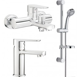 Deante Tubo Комплект смесителей (для ванны, раковины и душевой гарнитур), хром
