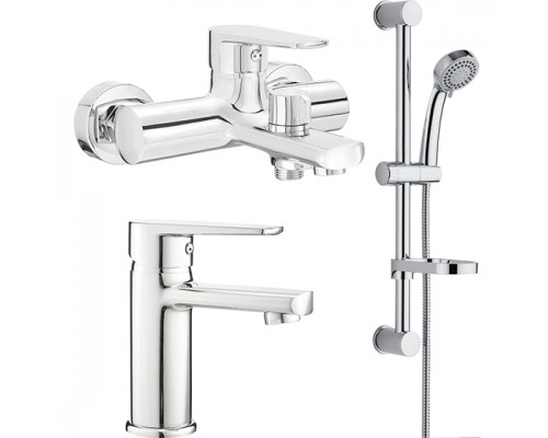Deante Tubo Комплект смесителей (для ванны, раковины и душевой гарнитур), хром