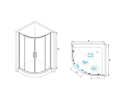 Асимметричные Душевая дверь RGW HO-51 прозрачное cтекло цвет профиля 8 мм 03065199-11
