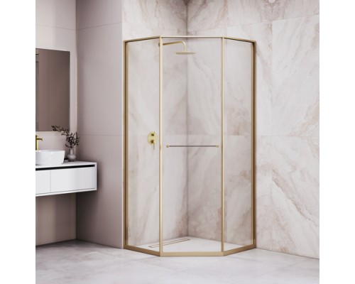 Душевой уголок RGW SV-82Gb "L" 100x100 33328200-16L стекло прозрачное 8мм, профиль золото BRUSH