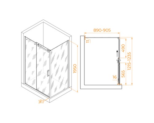 Душевой уголок RGW TO-44B (TO-14B + Z-050-2B)