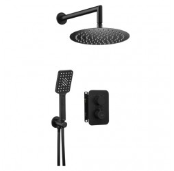 Deante Box Nero Душевая система скрытого монтажа с круглым термостатическим смесителем, черный
