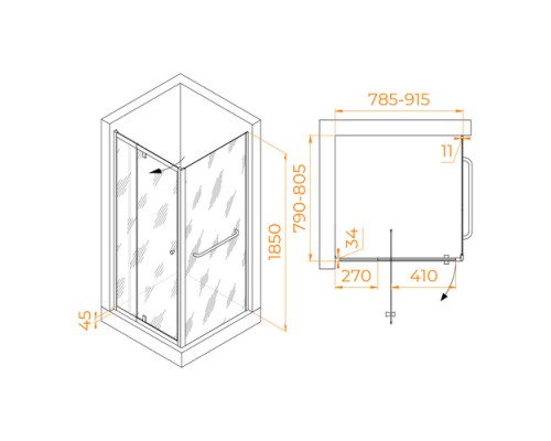 Душевой уголок RGW PA-32-1 (PA-02 + Z-060-1)