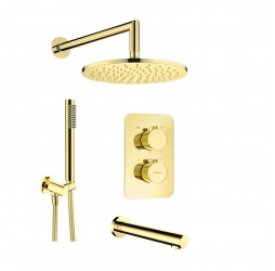 DEANTE Душевая система скрытого монтажа термостатическая 3-х функциональная, круглая, золото