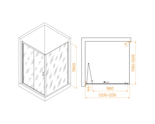 Душевой уголок RGW Passage PA-132B 120х120 060813222-14 профиль черный, стекло прозрачное