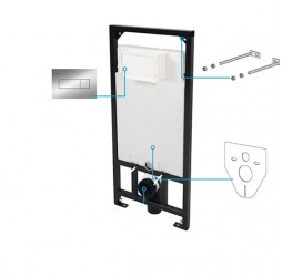 Deante Инсталляция для унитаза, кнопка хром