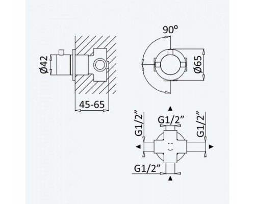 Переключатель на 3 потока Lusitano 107 180 1MG Gunmetal