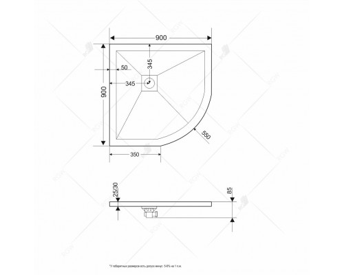 Душевой поддон полукруглый RGW ST/R-W белый искусственный камень cерия Stone Tray (90*90*2,5) 16153099-01