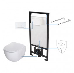 Deante Peonia Zero Комплект 6 в 1 с инсталляцией, кнопка белая