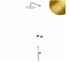 Душевой набор, скрытого монтажа, горизонтальный, с латунной душевой лейкой Ø300 мм, и ручным душем Elo Leaf 167 360 8SR Sunrise