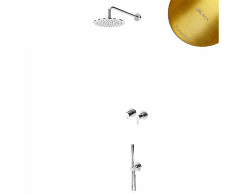 Душевой набор, скрытого монтажа, горизонтальный, с латунной душевой лейкой Ø300 мм, и ручным душем Elo Leaf 167 360 8SR Sunrise