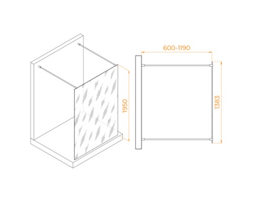 Душевая перегородка RGW WA-016-W  неподвижное Walk In cтекло прозрачное, 8 мм 140*195 белый 35101614-15