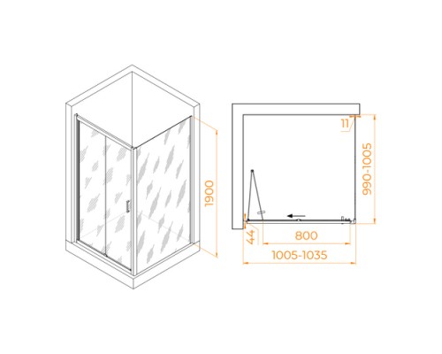Душевой уголок RGW Passage PA-132B 100х100 060813200-14