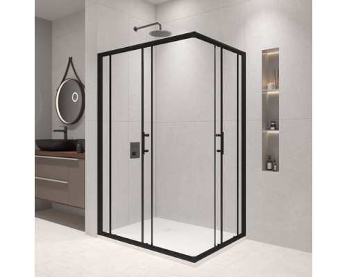 Душевой уголок, прямоугольный RGW PA-146-B прозрачное стекло 6 мм цвет проф. чёрный 90*120*185 020814692-14