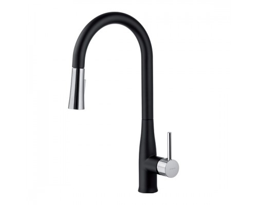 Deante Lukrecja Смеситель для мойки с выдвижным изливом, черный/хром