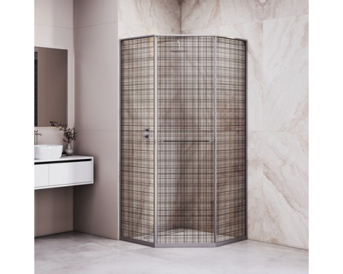 Душевой уголок RGW SV-82Gr "L" 100x100 33328200-2410L стекло прозрачное черная вуаль 8мм, профиль серый