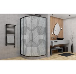 Душевой уголок Avacan HB 120 MT AVA 120x120 стекла матовый с рисунком, профиль черный
